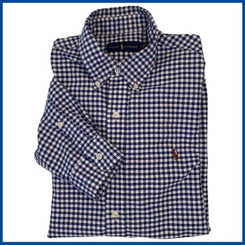 Ralph Lauren Blue & White Gingham Shirt Size Medium